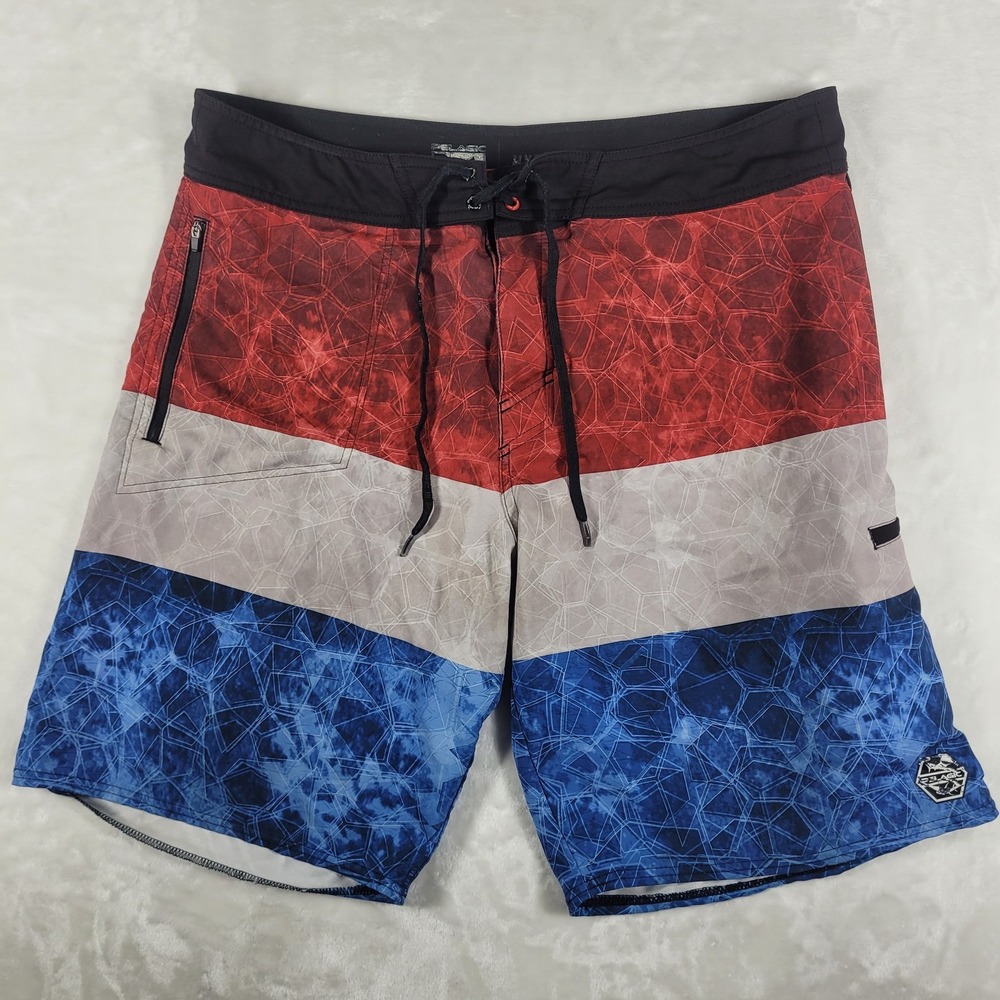 Pelagic Hydro Lite Board Shorts Men's 38 Red White Blue Fishing Swim Trunks Pool